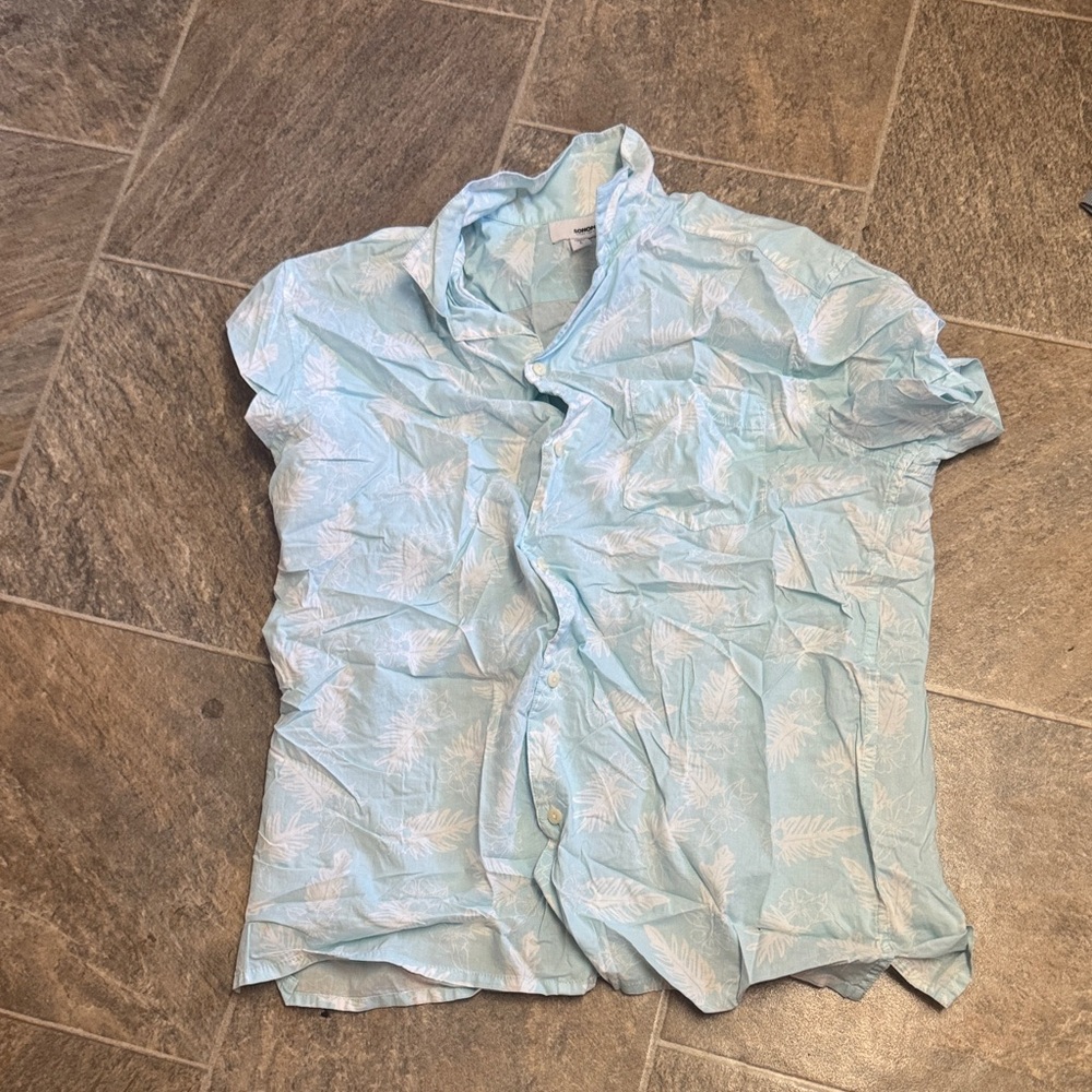 Sonoma Light Blue Leaf Print Men's Shirt